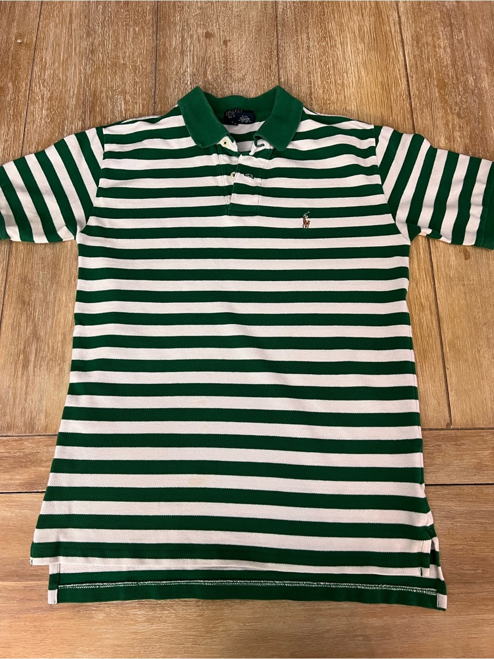 Ralph Lauren Green & White Striped Kids Polo